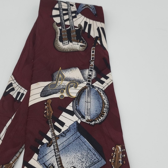 Guitar Banjo Silk Neck Tie Surrey Instruments - Picture 3 of 6